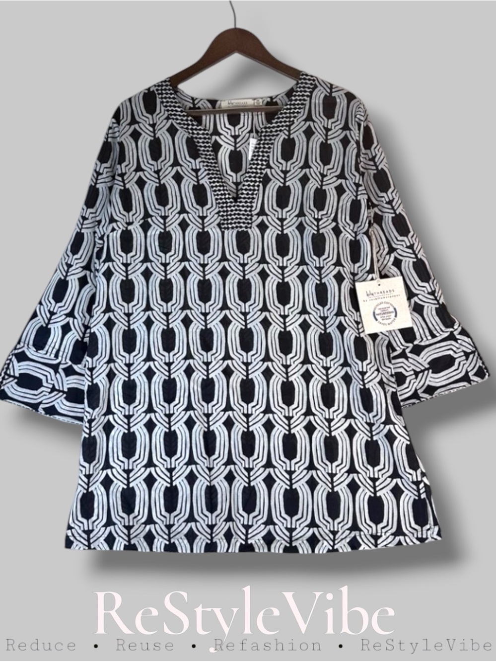 BLUTHREADS by ROCKFLOWERPAPER Women’s Size S Shirt Tunic Kurta NWT Aurora Black